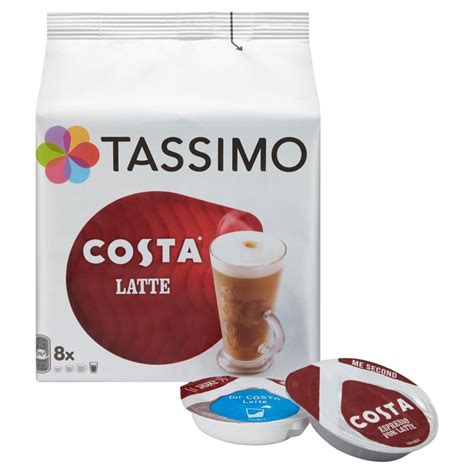 Tassimo Costa Latte Coffee Pods (Pack of 5, Total 80 pods, 40 servings) - FoodWrite