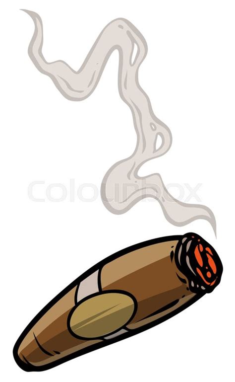 Cartoon lit cigar with smoke. Isolated ... | Stock vector | Colourbox