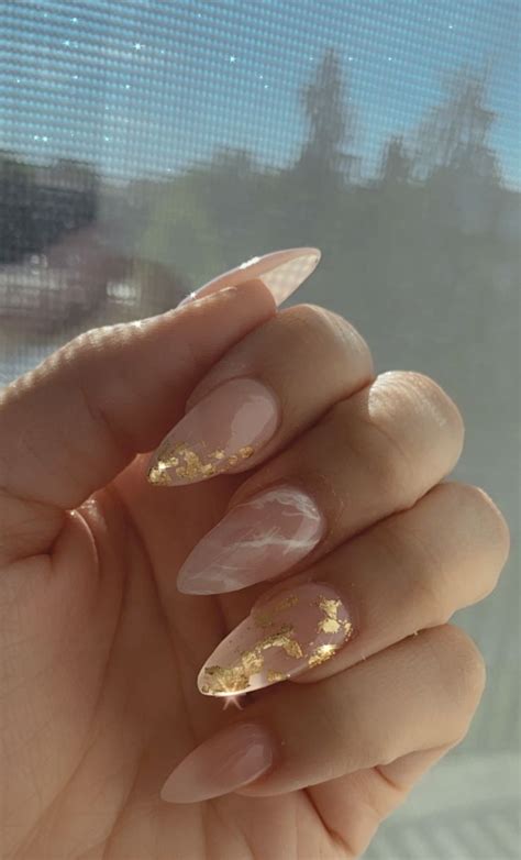 Joan on Twitter in 2021 | Gold acrylic nails, Almond nails designs, Chic nails