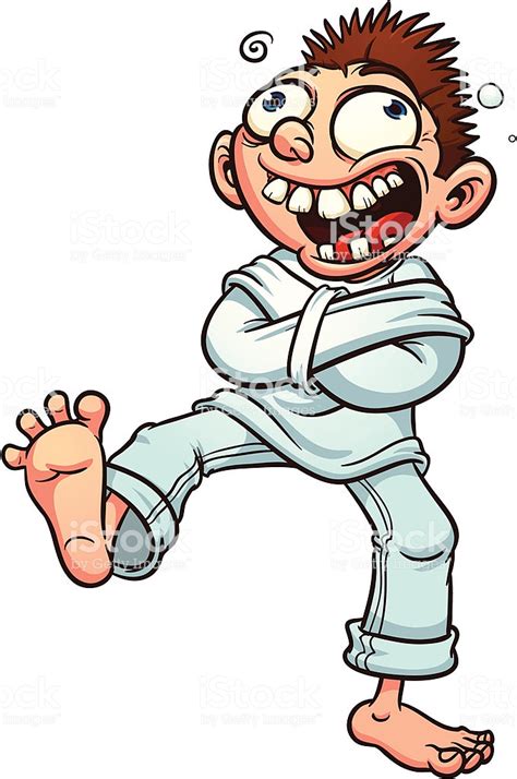 Crazy cartoon guy in a straight jacket. Vector illustration with...