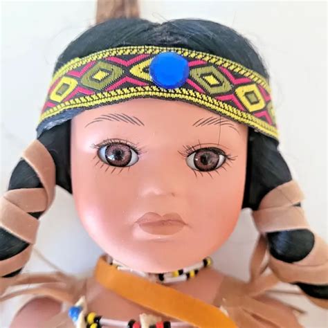 TIMELESS COLLECTION PORCELAIN Native American Doll Limited Edition w stand READ $17.95 - PicClick