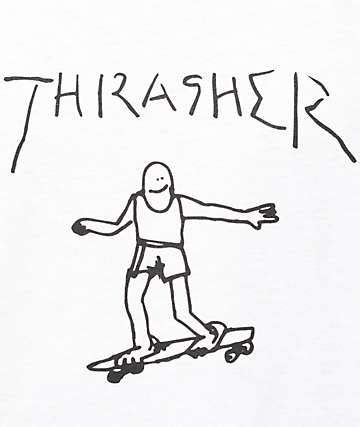 Thrasher Gonz White T-Shirt | Thrasher, Mark gonzales art, Skate tattoo