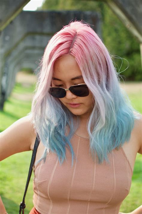Cotton candy pastel hair. Blue & pink hair ombré | Blue and pink hair ...