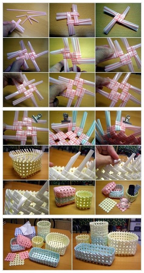 How To Weave DIY Storage Containers With Straws 1 | Straw crafts ...