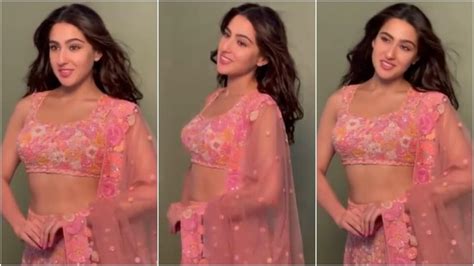 Sara Ali Khan in blush pink lehenga set exudes royalty, fans call her ...