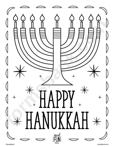 Happy Hanukkah Coloring Sheet printable pdf download