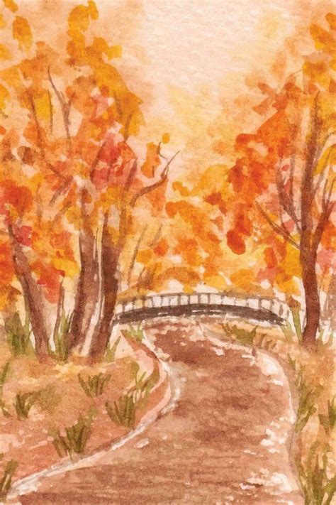 Artistic Autumn Landscape Watercolor Painting Background 26728397 ...