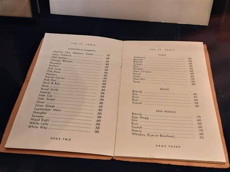 Menu at King Cole Bar, New York City, Two E 55th St