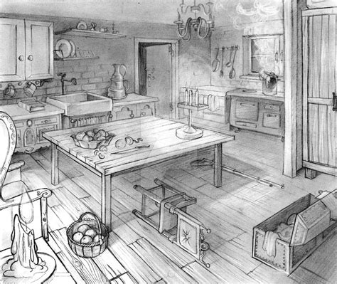 Layout two points perspective - Old kitchen by MariaAuroraRodriguez on DeviantArt