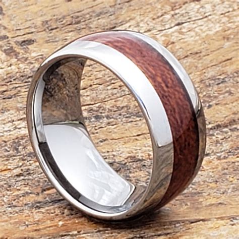 Tungsten Carbide Ring Wood Inlay Ring Unique Wedding Band - Etsy