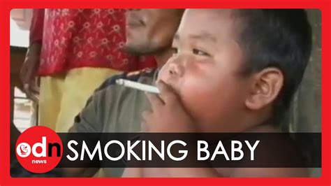 Indonesian baby smokes 40 cigarettes a day - YouTube