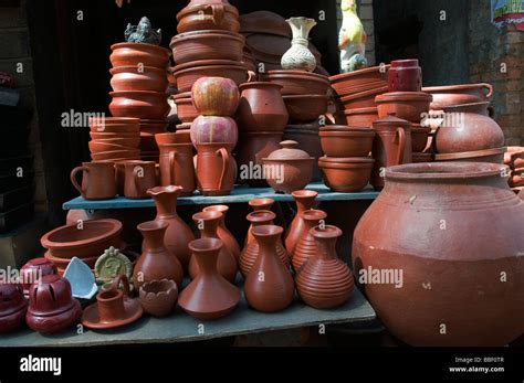 Terracotta pottery for sale at exhibition of Indian handicrafts in Thiruvananthapuram Trivandrum ...