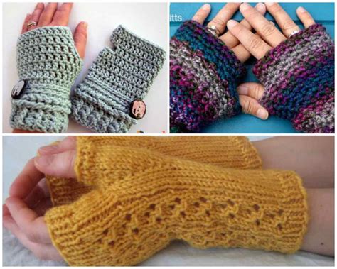 14 Knit and Crochet Fingerless Gloves Patterns by Fiberartsy.com