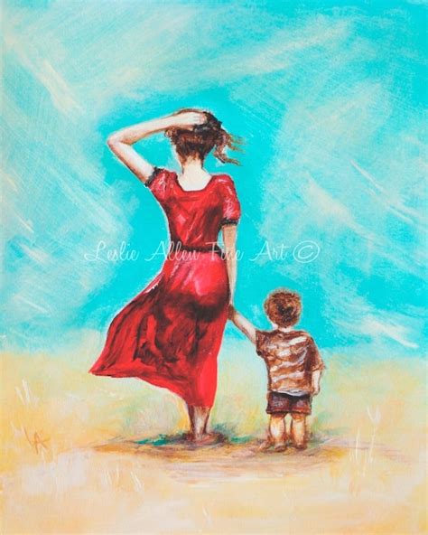 Mother Son Child ART PRINT GICLEE Mother Little Boy Brother | Etsy