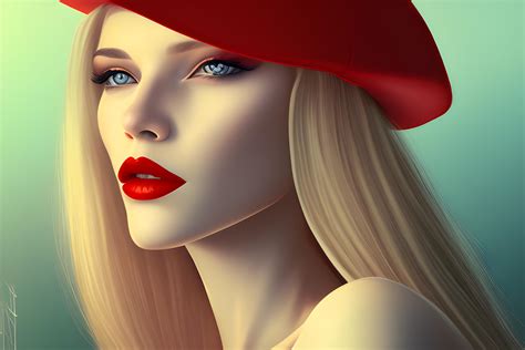 white woman with blonde hair, red lipstick, nice hat living on 60s. She will hold a gun while ...