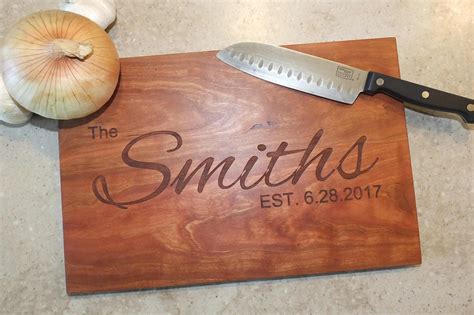 Wood Charcuterie Board Engraved with Names and Date