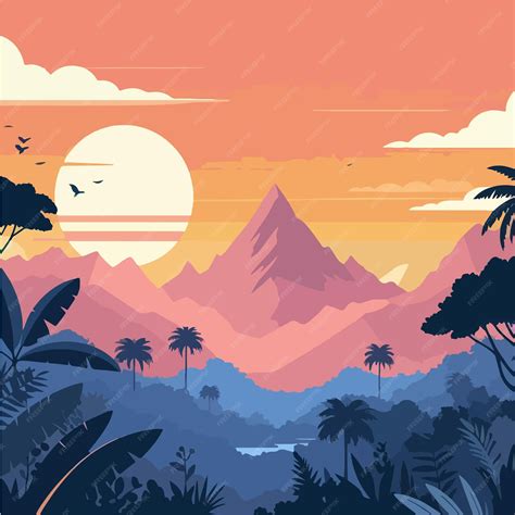 Premium Vector | Vector landscape of mountains with tree and forest in a flat design style