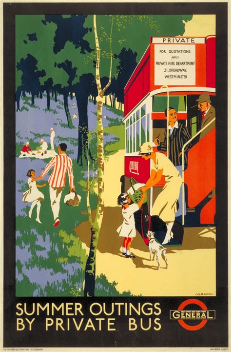 Summer outings by private bus, by Verney L Danvers, 1925 | Transportation poster, London poster ...