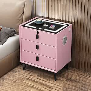 Amazon.com: TBQATNTS Nightstand with Charging Station,Bedroom Side Tables with Fingerprint Lock ...