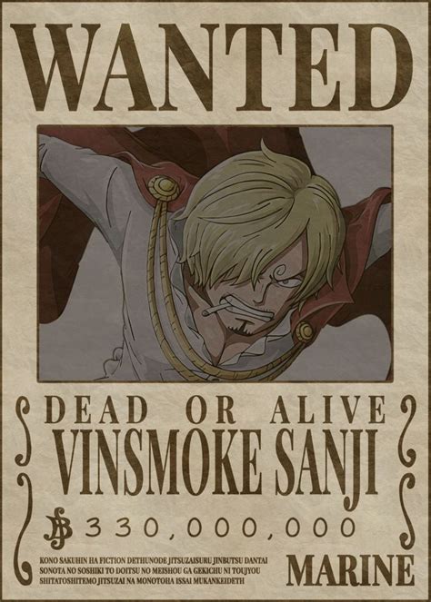 'Sanji Bounty Wanted Poster' Poster by Melvina Poole | Displate in 2022 ...