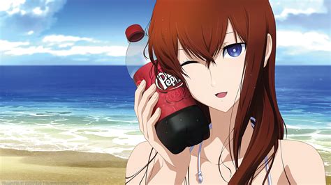 beach, Sea, Dr Pepper, Steins;Gate, Makise Kurisu