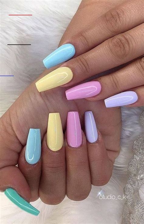 Pastel Color Acrylic Nails - #onglesgel | Acrylic nails coffin short, Pastel nails designs, Long ...