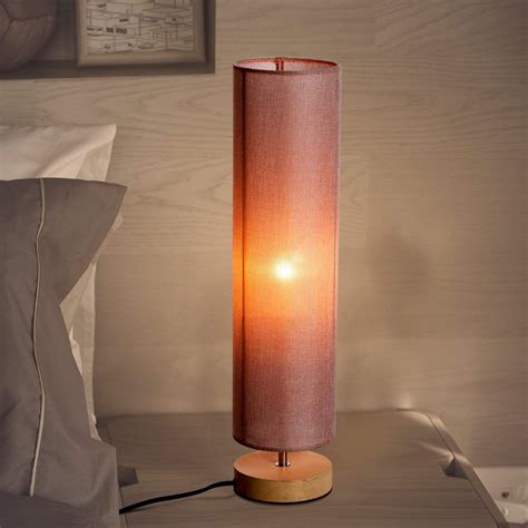 Modern Round Minimalist Table Lamp 23" with Wooden Base | Atcostnow.com