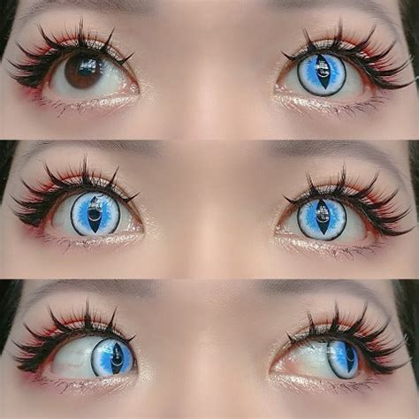 Blue Cat Eye Contacts with Prescription Till -6.00 Halloween Contacts ...