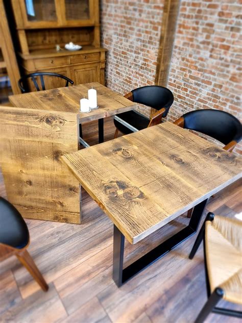 Rustic Extendable Dining Table Kitchen Industrial Rustic Wood