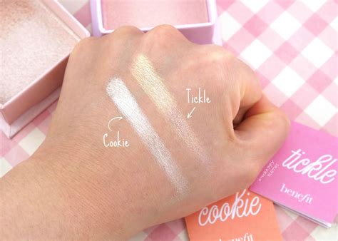 Benefit Cosmetics | Cookie Highlighter & Tickle Highlighter: Review and Swatches | The Happy ...