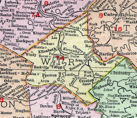 Wirt County, West Virginia 1911 Map by Rand McNally, Elizabeth, Creston ...