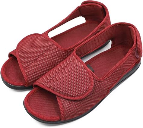 Amazon.com | Women's Adjustable Open Toe Sandals, Extra Wide Width Diabetic Recovery Slippers ...