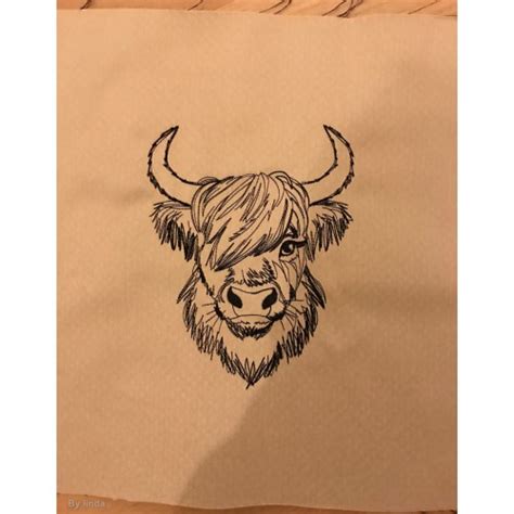 Highland Cow embroidery design