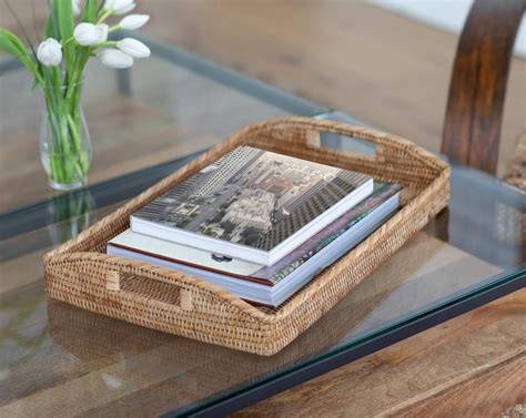 Artifacts Rattan™ Rectangular Serving Tray With High Handles ...