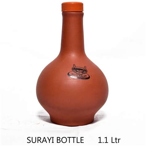 Paint Coated Brown Terracotta Earthenware Clay Surayi Bottle, For Home, Capacity: 1.1 Liter at ...