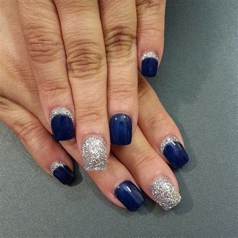 Dark Blue And Silver Nails