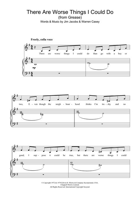 There Are Worse Things I Could Do (from Grease) by Stockard Channing Sheet Music for Piano ...