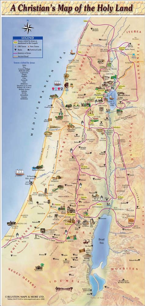 A Christian's map of the Holy Land | Bible mapping, Bible land, Holy land