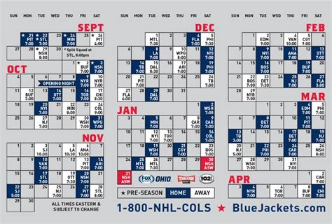 2015-16 CBJ Schedule. | Columbus blue jackets, Blue jacket, Columbus