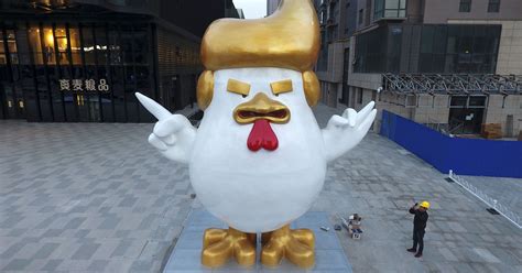 Chinese rooster statue looks a lot like Trump