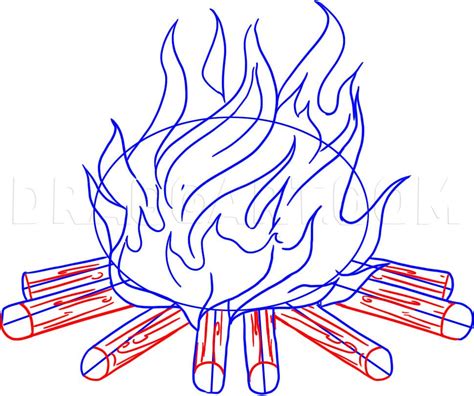 How To Draw A Campfire, Step by Step, Drawing Guide, by Dawn | dragoart.com | Guided drawing ...