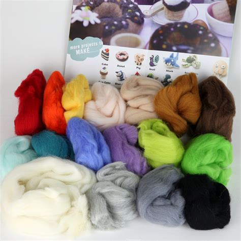 Needle Felting Starter Kit by Woolbuddy – 16 Wool Colors, Felting Foam ...