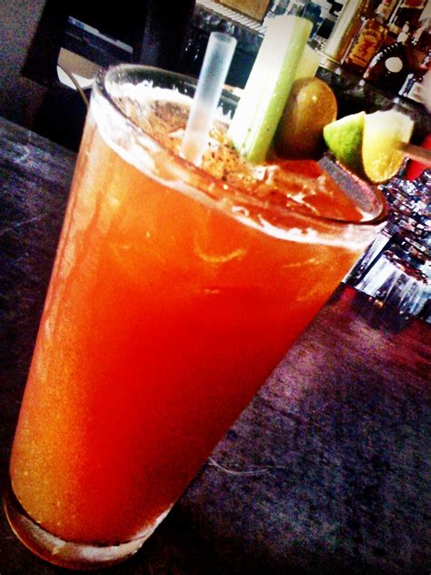 Bloody Beer: Bloody Mary Mix, shot of vodka, Bison Organic IPA and a fit hits of hot sauce ...