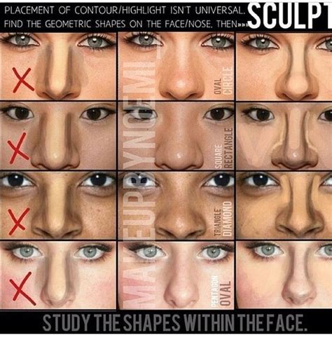 How to sculpt different types of noses... … | Nose makeup, Nose contouring, Contour makeup