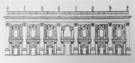 Elevation, Palazzo dei Conservatori, Campidoglio, Rome, designed by Michelangelo | Architecture ...