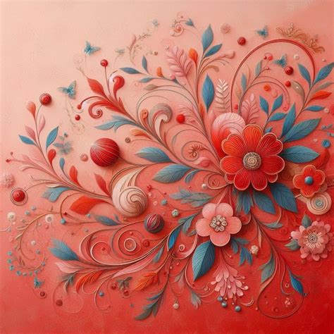Premium Photo | Red colored backgrounds flowers patterns motifs and wallpapers
