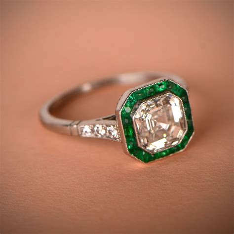 Emerald Halo Asscher Engagement Ring - Estate Diamond Jewelry | Jewelry, Estate diamond jewelry ...