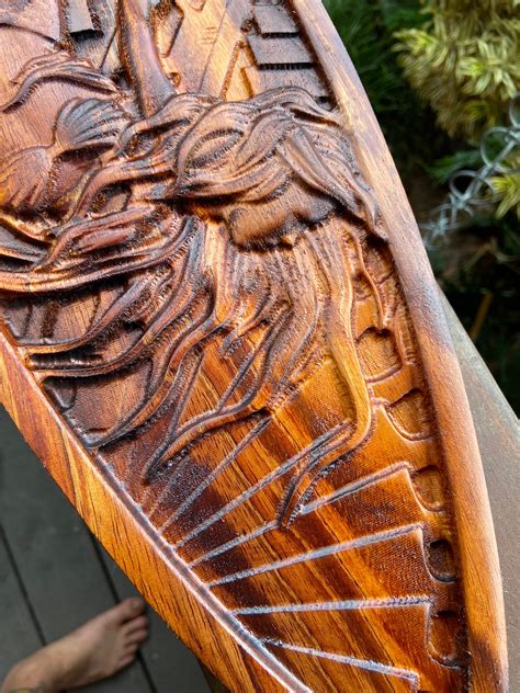 Wood sculpture koa wood carving 2 ft long Polynesian Mermaid | Etsy