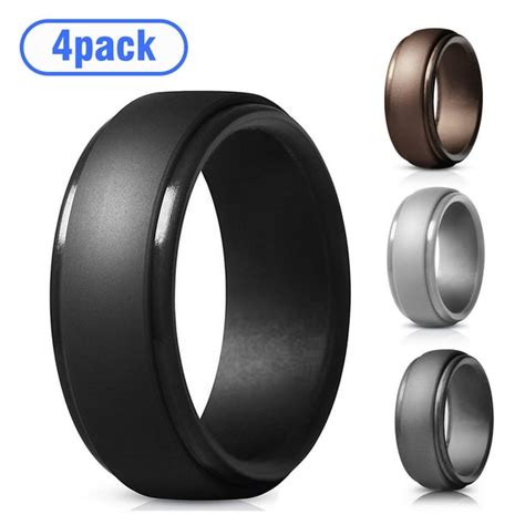 TSV - Silicone Wedding Ring for Men, Particularly Breathable Mens' Rubber Wedding Bands, Size 9 ...