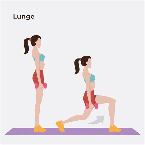 Lunge, Exercise workout, Vector illustraion (1668534175) | Lunge workout, Workout, Exercise